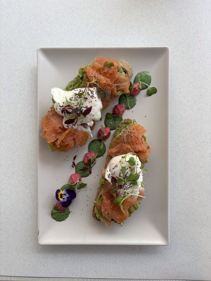 So-fish-ticated: poached eggs, smashed avocado and salmon on sourdough.