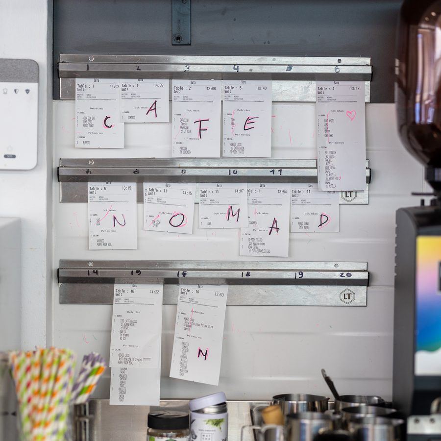 The kitchen board spelling out CAFE NOMAD.